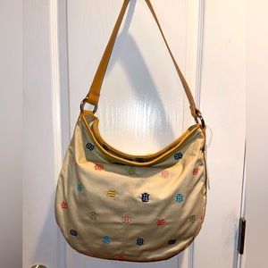 VINTAGE Tommy Hilfiger hobo bag, khaki, magnetic snap closure, leather strap